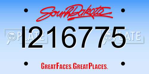 I216775 South Dakota License Plate