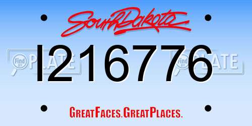 I216776 South Dakota License Plate