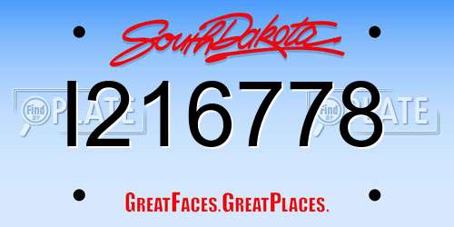 I216778 South Dakota License Plate