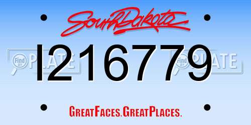 I216779 South Dakota License Plate