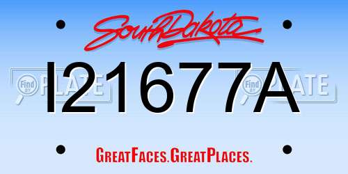 I21677A South Dakota License Plate