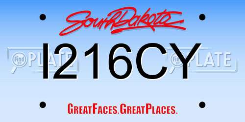 I216CY South Dakota License Plate