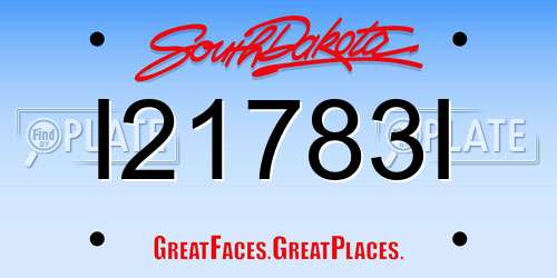 I21783I South Dakota License Plate