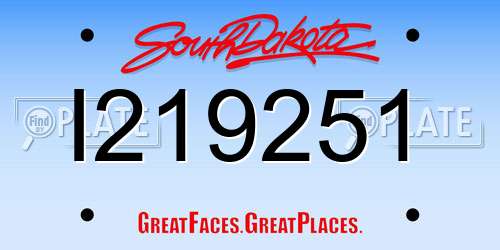 I219251 South Dakota License Plate