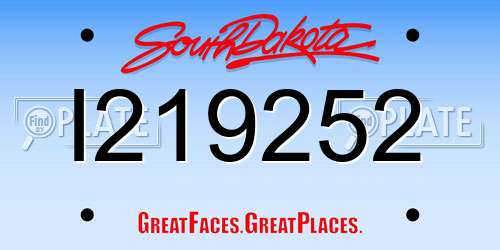 I219252 South Dakota License Plate