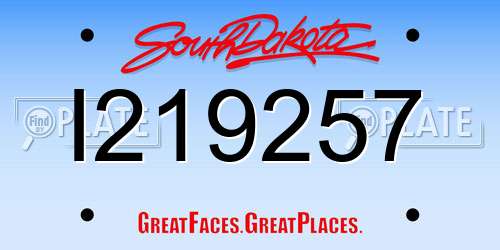 I219257 South Dakota License Plate