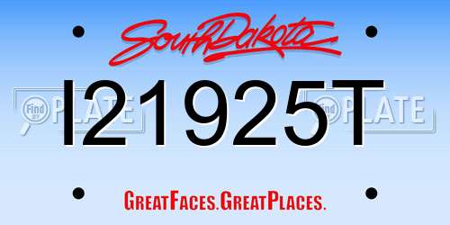 I21925T South Dakota License Plate