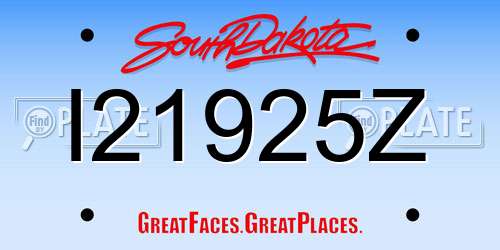 I21925Z South Dakota License Plate