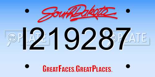 I219287 South Dakota License Plate