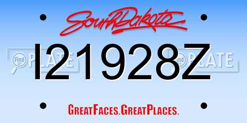 I21928Z South Dakota License Plate