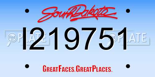 I219751 South Dakota License Plate