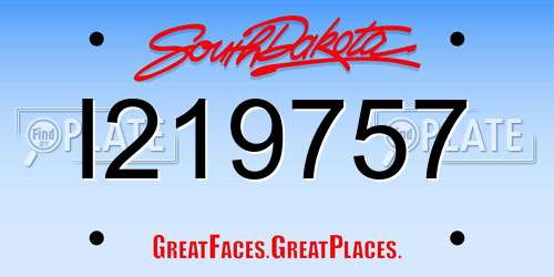 I219757 South Dakota License Plate