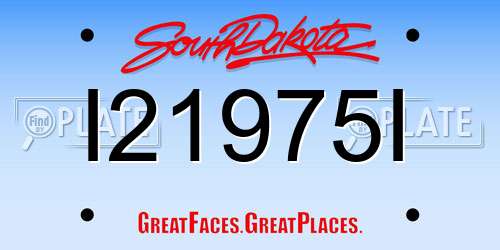 I21975I South Dakota License Plate