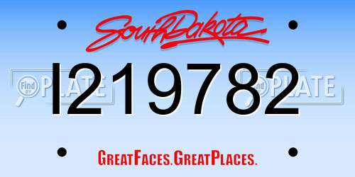 I219782 South Dakota License Plate
