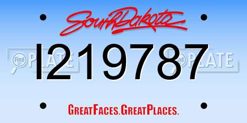 I219787 South Dakota License Plate