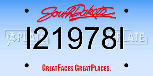 I21978I South Dakota License Plate