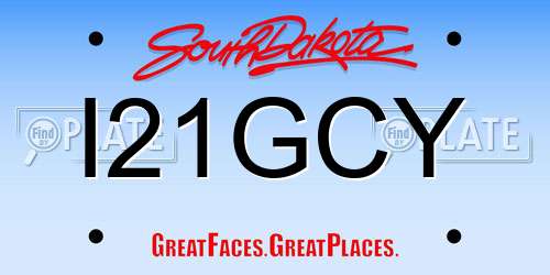 I21GCY South Dakota License Plate