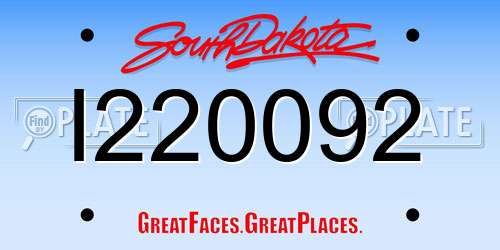 I220092 South Dakota License Plate