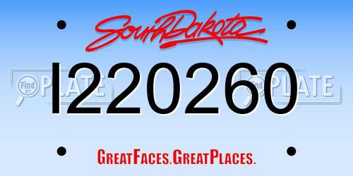 I220260 South Dakota License Plate