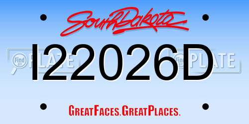 I22026D South Dakota License Plate