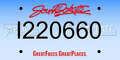 I220660 South Dakota License Plate