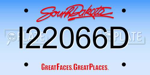 I22066D South Dakota License Plate