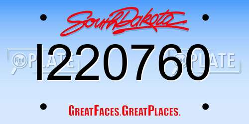 I220760 South Dakota License Plate
