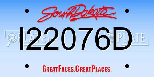 I22076D South Dakota License Plate