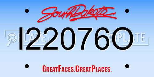 I22076O South Dakota License Plate