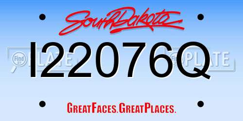 I22076Q South Dakota License Plate