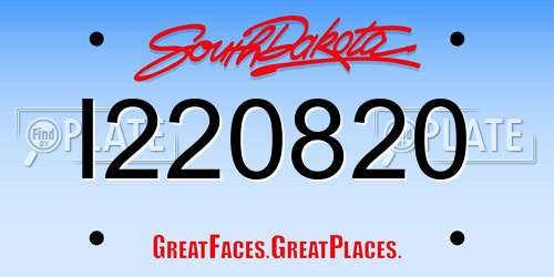 I220820 South Dakota License Plate