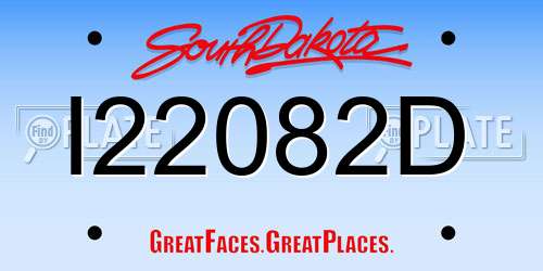 I22082D South Dakota License Plate