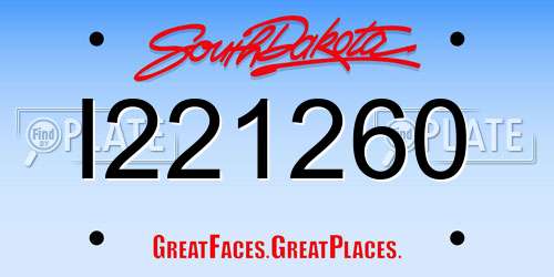 I221260 South Dakota License Plate