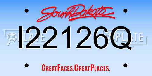 I22126Q South Dakota License Plate