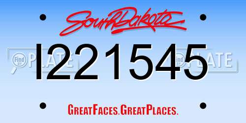 I221545 South Dakota License Plate