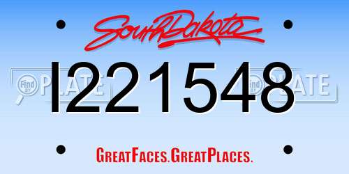 I221548 South Dakota License Plate