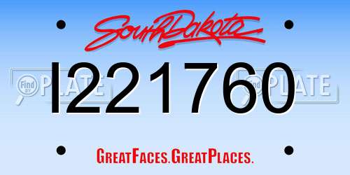 I221760 South Dakota License Plate