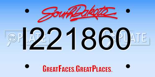 I221860 South Dakota License Plate