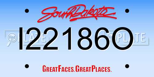 I22186O South Dakota License Plate