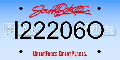 I22206O South Dakota License Plate