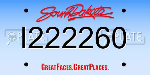 I222260 South Dakota License Plate