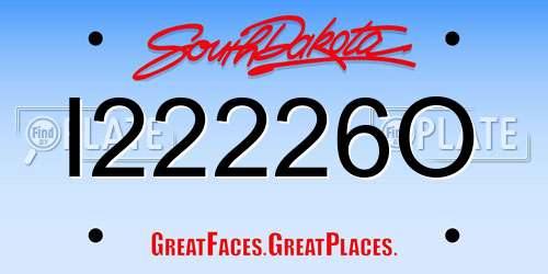 I22226O South Dakota License Plate