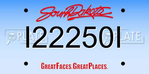I22250I South Dakota License Plate