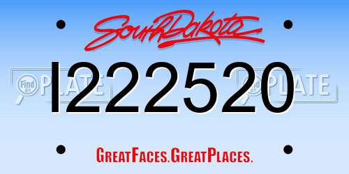 I222520 South Dakota License Plate