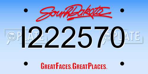 I222570 South Dakota License Plate