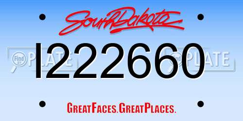I222660 South Dakota License Plate