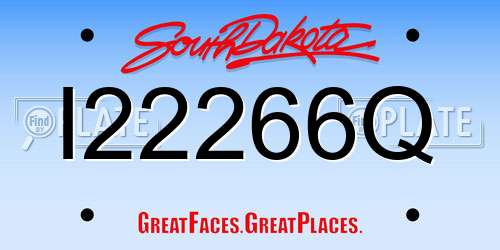 I22266Q South Dakota License Plate