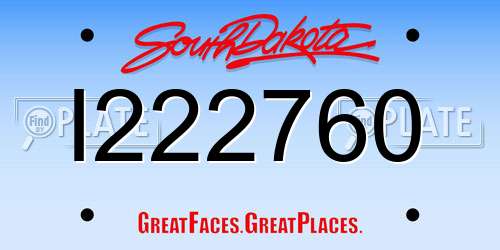 I222760 South Dakota License Plate