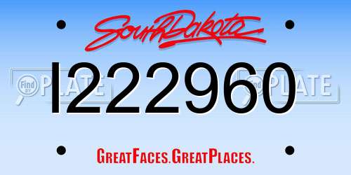 I222960 South Dakota License Plate