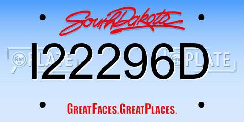 I22296D South Dakota License Plate